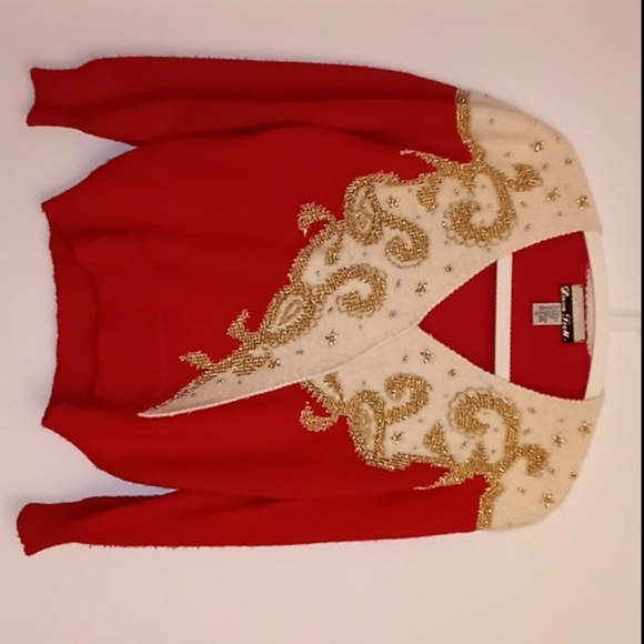Vintage Dana Scott Embellished Hoilday Ugly Christmas Sweater New Years Eve Sz L - Picture 9 of 9